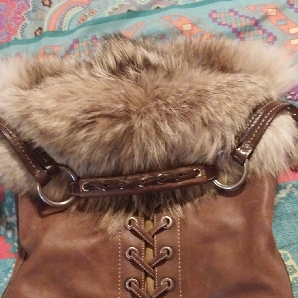 Coach Brown and Cream Faux Fur